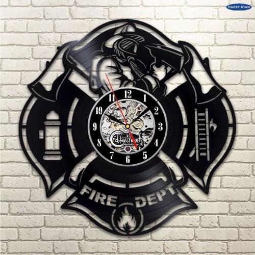 Fire Department Wall Clock Patch Badge Design Stickers Proffessional Decor Merchandise Life Fire Servise Profession Home Artwork