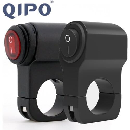 QIPO 1Pcs Motorcycle Handlebar Switch ON/OFF Universal Aluminum Alloy CNC Metal Morbike Indicator Light Handle Bar 12V Moto