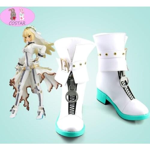 COSTAR Anime Fate EXTRA CCC Saber Bride Cosplay Boots Shoes Cosplay Accessories Halloween Costume Shoes
