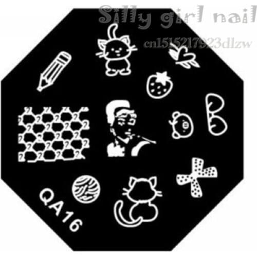 QA series stencil stamping template print imaging plates DIY nail tools Cute kitten QA16