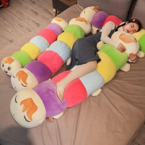 Super Large Soft Colorful Caterpillars Pillow Plush Stuffed Cartoon Insect Toy Doll Good Quality Sleeping Cushion Christmas Gift