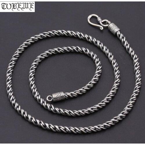4MM Handmade Thai Silver Necklace 925 Silver Necklace Handcrafted 925 Sterling Silver Neckace Man Necklace