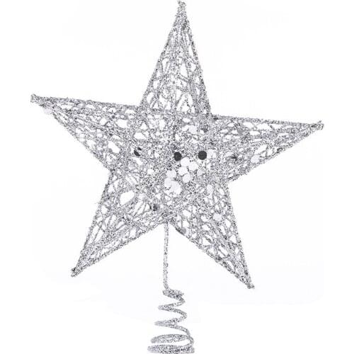 15cm Five Pointed Star Iron Decoration Tree Top Star Sequined Vertical Five-pointed Star Christmas Decoration