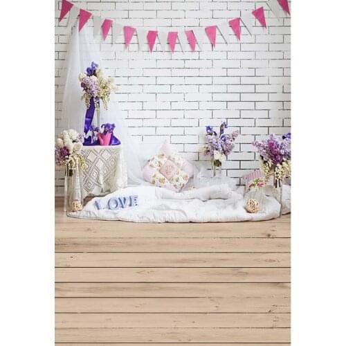 White brick wall photo backgrounds vinyl baby birthday photography backdrosp for children photographer studio accessories S-3196
