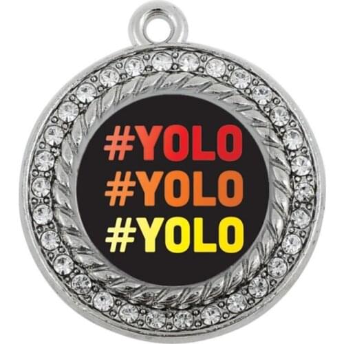 YOU ONLY LIVE ONCE CIRCLE CHARM ANTIQUE SILVER PLATED JEWELRY
