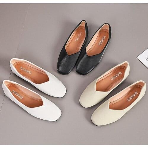 41 42 43 Plus Size Womens Shoes, Solid Color Flat Shoes, Minimalist Comfortable Lazy Shoes (Square Toe)