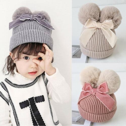 Citgeett Baby Girls Winter Warm Knit Beanie Hat Kids Faux Fur Pom Bobble Ski Skull Cap