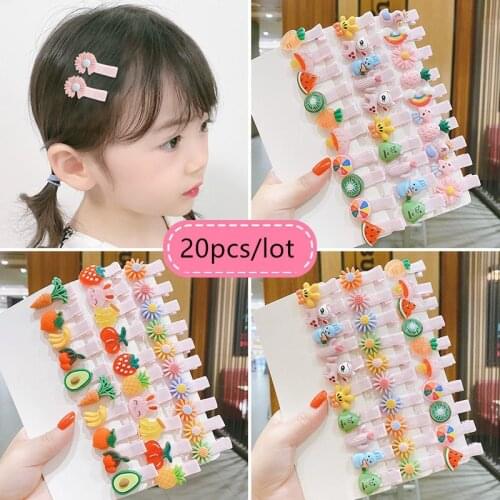 20Pcs/Lot Cartoon Hair Accessories Candy Color Hair Clip Princess Barrette Korean Style Hairclip Headdress Hairpins for Girls