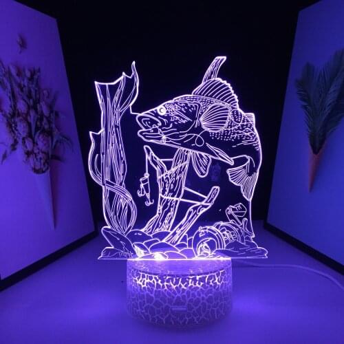 3D Lamp Fish Jump White Cracked Base Home Decor for Couple Children Birthday Festival Gifts 7 Color Changes With Remote Control