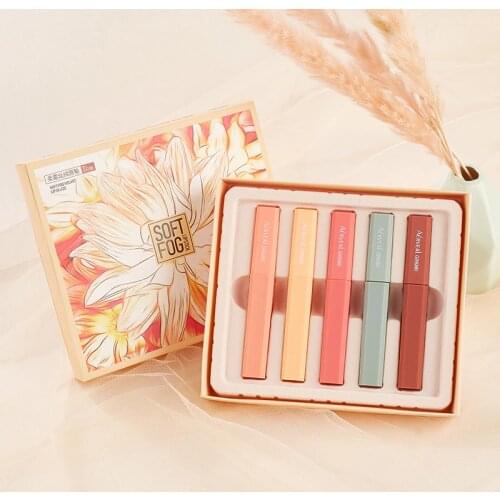 5Colors Lips Makeup Lipstick Lip Gloss Long Lasting Moisture Cosmetic Lipstick Red Lip Matte Lipstick Waterproof