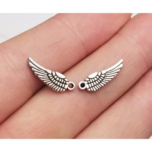 50pcs/lot--19mm, Antique silver plated double side tiny wing charms,DIY supplies, Jewelry accessories