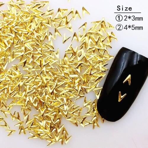 500Pcs/Lot 2*3mm 4*5mm Gold Silver Mini Arrow Studs Rivets Metal Alloy Nail Art Decorations 3D DIY Nail Sticker for Manicure