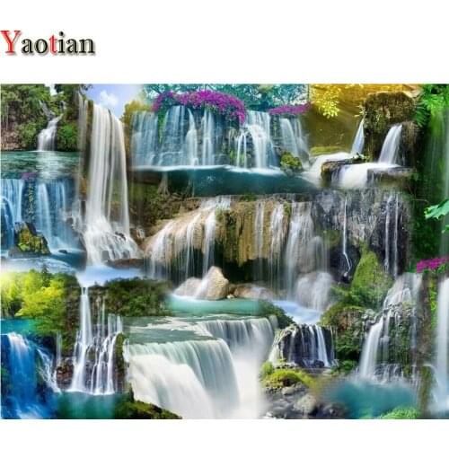 5D diamond embroidery natural scenery waterfall mosaic diamond painting full square round drill cross stitch needlework