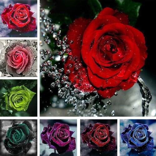 5D Diamond Painting Flower Cross Stitch Kit DIY Diamond Embroidery Rose Art Home Decor Rhinestone Picture Mosaic Mosaic Gift