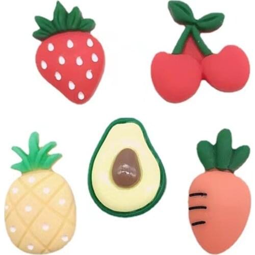 6pcs Medical PVC Kid Shoes Charms Avocado Cherry Fruit Jewelry Decoration Making Accessories Fit Bracelet Findings