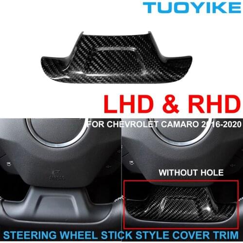 LHD RHD Car Styling Real Carbon Fiber Steering Wheel Trim Stick On Cover Decal Sticker Panel For Chevrolet Camaro 2016-2020