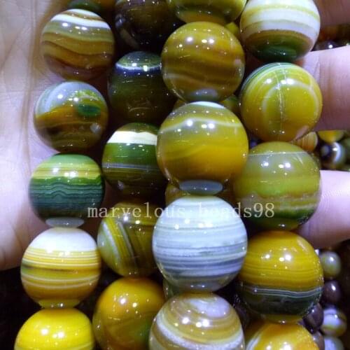 Free Shipping Beautiful jewelry 6mm Green Yellow Stripes Veins Carnelian Round Art Women Men Spacers Loose Beads G7326