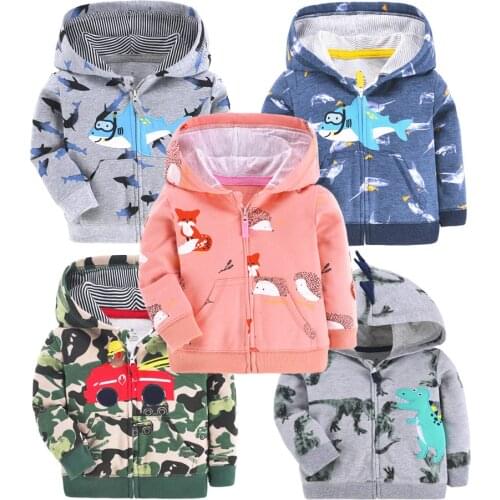 Spring & Autumn Kids Jackets for Girls Boys Fall Clothes Fashion Hoodies COTTON Zip Coat 9m-3t