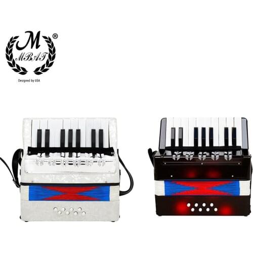 M MBAT Mini Kids Accordion 17-Key 8 Bass Educational Childrens Toy Gift Beginner Practice Musical Instrument (With 2 Straps)