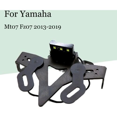 For Yamaha Mt07 Fz07 2013-2019 Motorcycle Modification with Light License Plate Frame Short Tail License Licesnce Plate Holder