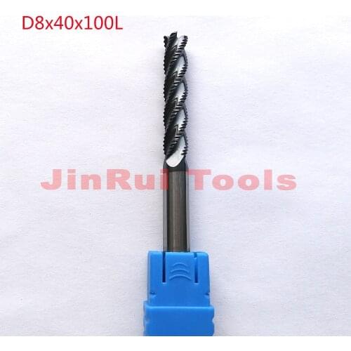 1pc 8mm D8*40*D8*100 HRC45 4 Flutes Solide Carbide Roughing End Mills CNC router bit milling cutter Tools knife fresa