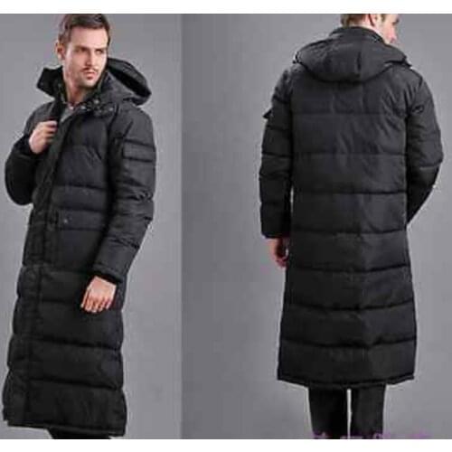 HOT Winter Mens Duck down jacket Long Puffer Warm Coat Hooded Full length Parka