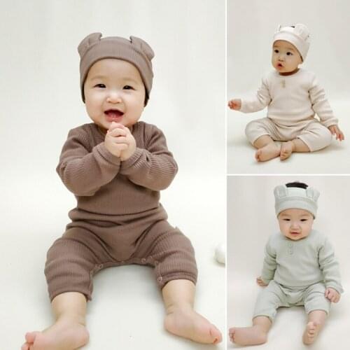 Baby Solid Color Jumpsuit With Hand Band Long Sleeve Baby Clothes High Quality Cotton Newborn Romper Autumn