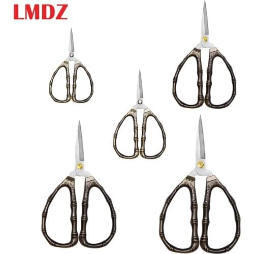 LMDZ 1Pcs 5 Size Vintage Bamboo Style Stainless Steel Tailors Scissors Sewing Scissors for Needlework Trimming Cutter