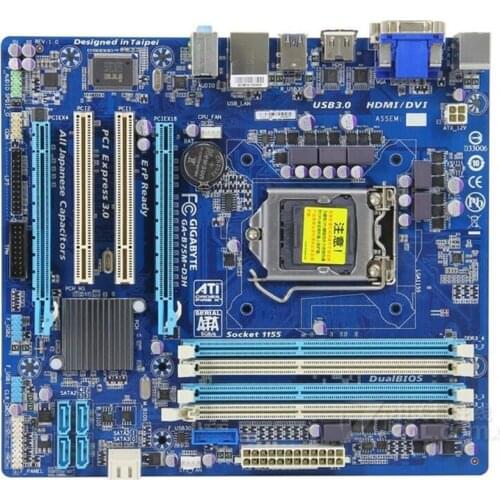 Original motherboard for Gigabyte GA-B75M-D3H LGA 1155 DDR3 boards B75M-D3H 32GB VGA DVI b75 Desktop motherboard Free shipping