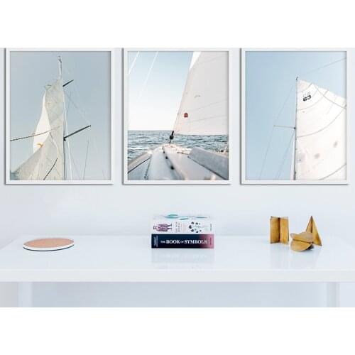 Minimalist Sail Wall Art Sky Yacht Canvas Painting Decor Horizon Posters and Prints Ocean Boat Nautica Pictures for Living Room