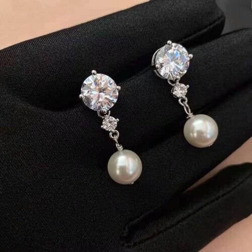 Fashion Crystal Pearl Earrings Womens Fashion Crystal Rhinestone Earrings Womens Crystal Jewelry Couple Gift
