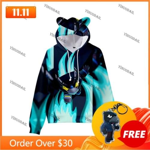 Cartoon Star Mecha Crow Shooter Shark Cute Cat Ear Kids Hoodie Boys Girls Jacket Tops Shoot Shooting Game 3D Sweatshirt