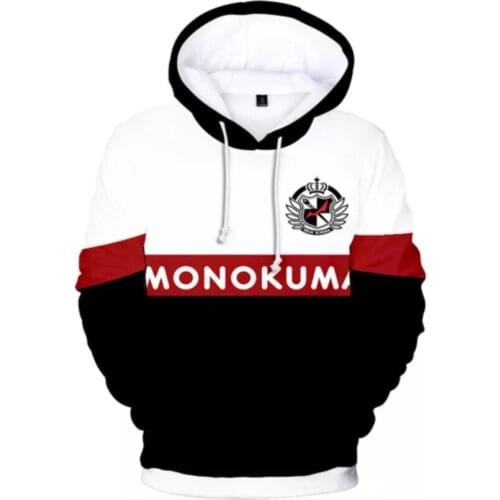 Hot Sale Anime Monokuma 3D Print Men/women Hoodies Sweatshirts Black White Bear Long Sleeve Pullover Hooded Cosplay Costume Tops