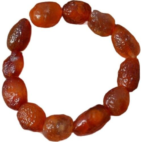 Natural Xinjiang Golden Jade Bead Bracelet Bracelet Mens and Girls' Classic Bracelet