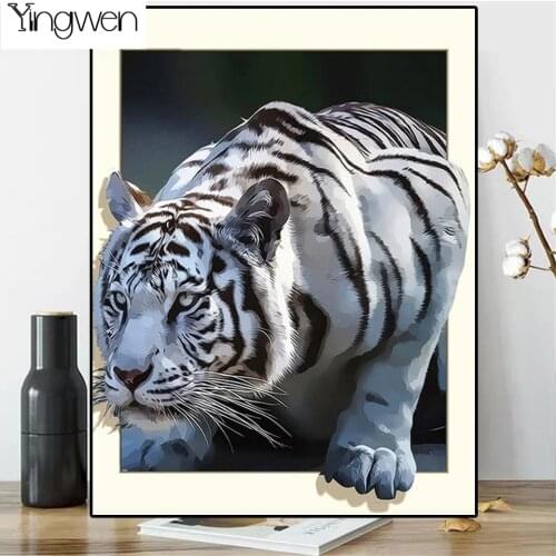 NEW 3D Diy Diamond Painting White Tiger Diamond Mosaic Kits Animal Picture Of Rhinestone Full Diamond Embroidery Art Home Decor