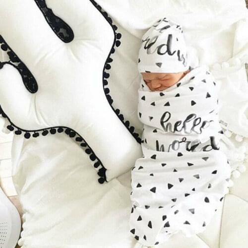 New Casual Baby Sleeping Bags 2Pcs/Set Newborn Swaddle Blanket Baby Cocoon Sleeping Bag Muslin Wrap Headband