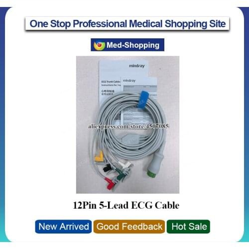 New & original Mindray BeneHeart D3/D6 ECG cable and wires (integrative) Adu/Ped,12Pin 5-Lead ECG Cable,IEC,Clip 040-000962-00