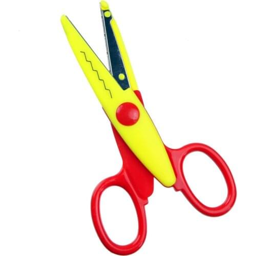 1pcs Colorful Laciness Scissors Metal And Plastic Diy Scrapbooking Photo Colors Scissors Paper Diary Decoration With 6 Patterns