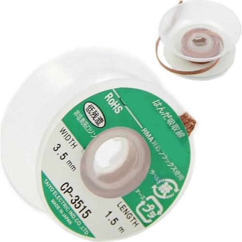 1pc CP-3515 Copper Desoldering Braid BGA Desolder Solder Remover Wick Wire Cable 1.5m Length 3.5mm Width For Absorbing
