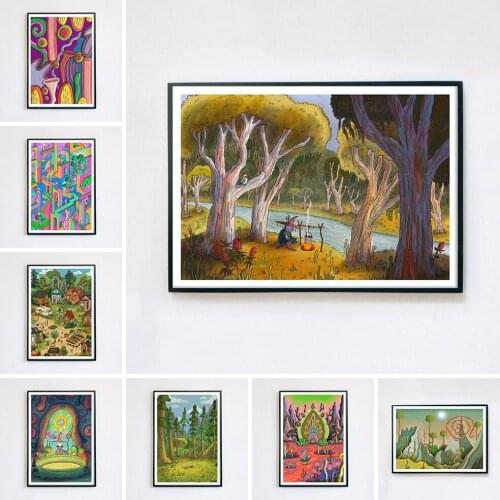 Prints Painting Pictures Cartoon Colorful View Tree Big Leaf Wall Artwork Home Decor Modular Canvas Poster Modern For Living Roo