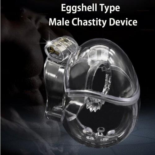 Fully Encircled Eggshell Design Male Chastity Device Plastic Cock Cage With Anti-shedding Ring Penis Lock Sex Toys For Men