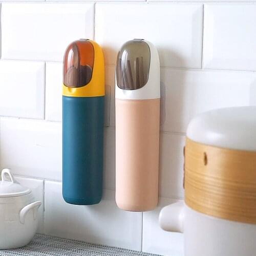 Punch-free Dust-proof Chopstick Cage Household Drain Chopstick Holder with Cover Kitchen Accessories Organizer Hanging Rack