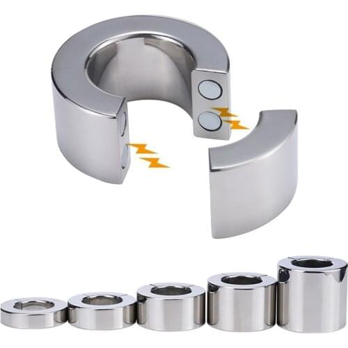 Magnetic Ball Stretcher Stainless Steel Metal Cock Ring Sex Toys For Men Scrotum Bondage Delay Ejaculation Penis Rings Sex 18