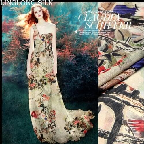 SILK LINEN FABRIC 14m/m Width 55"-140cm30%Natural Silk+70% Linen Fashion Fabrics Dress Silk Print Fabric Free Shipping