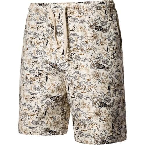 Vintage Skull Print Men Cotton Linen Shorts Casual Loose Drawstring Beach Short Pant For Male 2021 Summer Fashion Streetwear 5XL