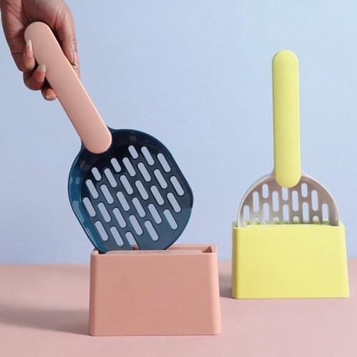 Cat Litter Scoop Cats Poop Scoop with Storage Box Plastic Engineering Structure Dense Leaks Pet Products Cats Poop Litter Shovel