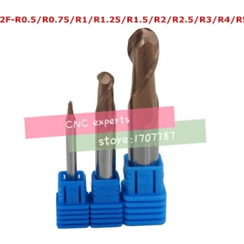 10pcs / set HRC60 2F-R0.5-R5.0,Spiral Bit Milling Tools, Carbide Ball Nose End Mill, the lathe tool,boring bar,cnc,machine