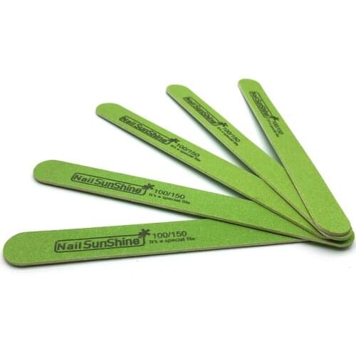 10pcs/lot Green Straight Wood Nail Files 100/150 Sandpaper Buffer Strong Thick Stick Files Pedicure Manicure for Lime a Ongle