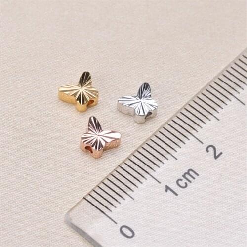 10PCS silver/gold/rose gold Butterfly Modelling Hole Spacer Beads Fits Diy Handmade Charm Bracelets Accessories