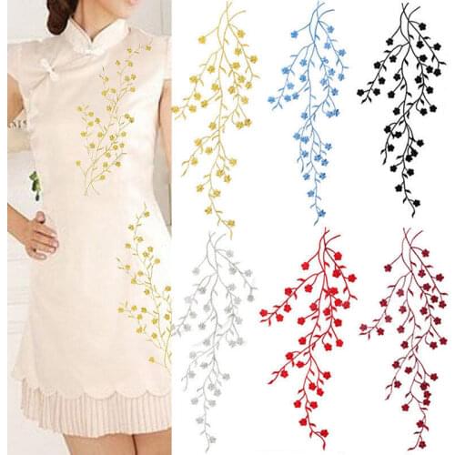 14'' Plum Blossom Flower Applique Clothing Embroidery Patch Fabric Sticker Iron On Sew On Patch Craft Sewing Repair Embroidered